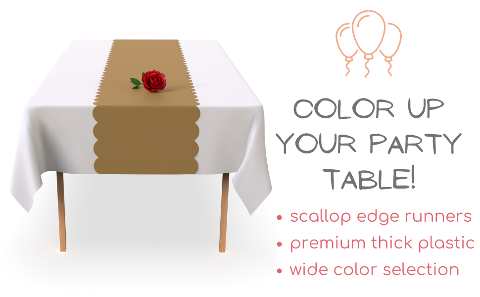 Gold Scallop Disposable Table Runner. 5 Pack 14 x 108 inch
