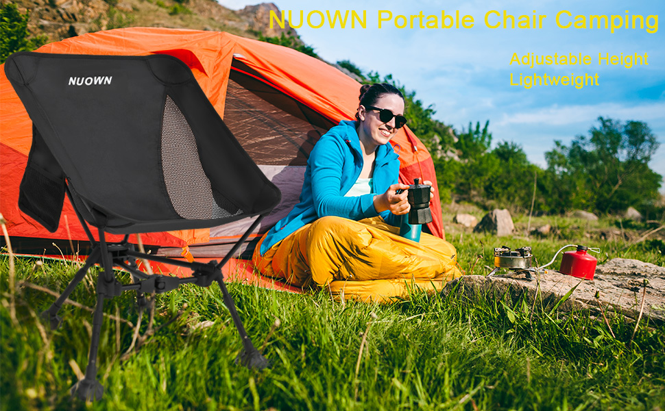 NUOWN Portable Chair Camping Chair Adjustable Height Camping Folding