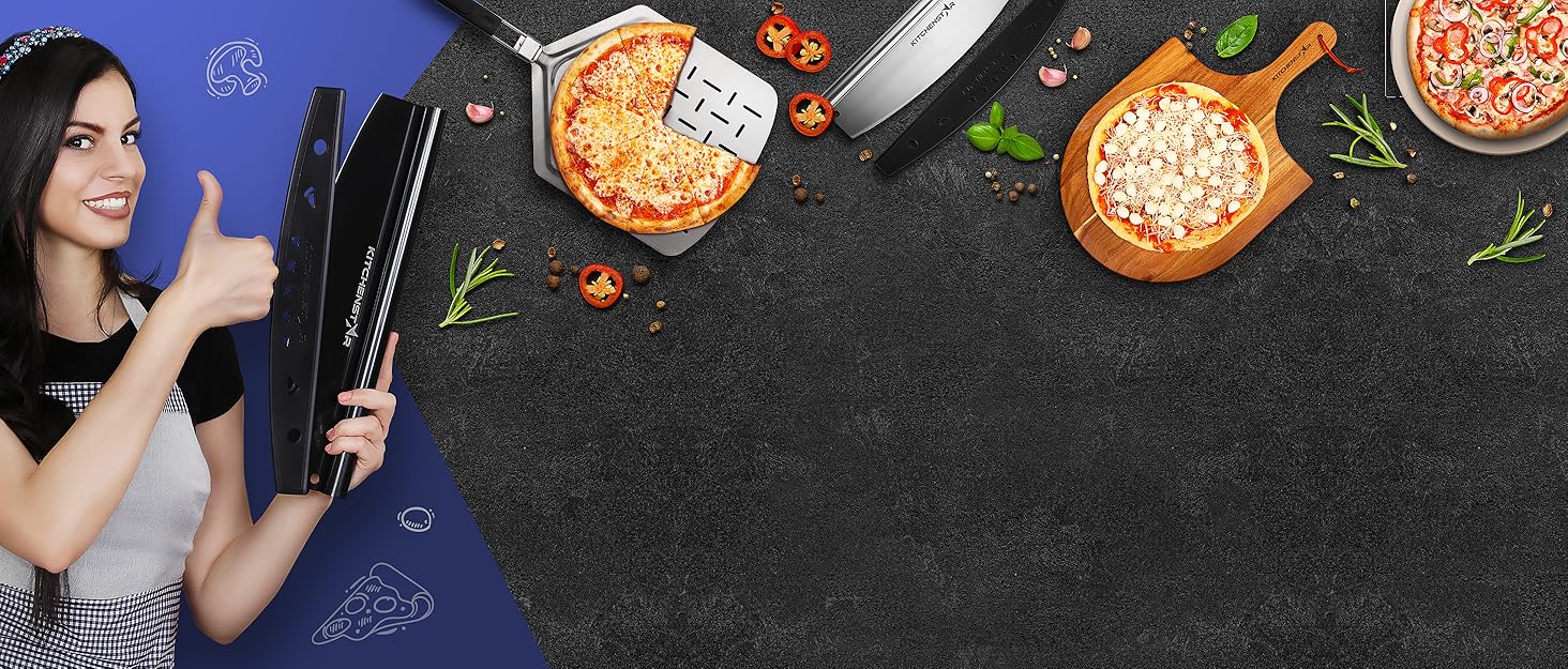 kitchenstar pizza oven accessories tools supplies cutter rocker baking stone wood pizza peel paddle