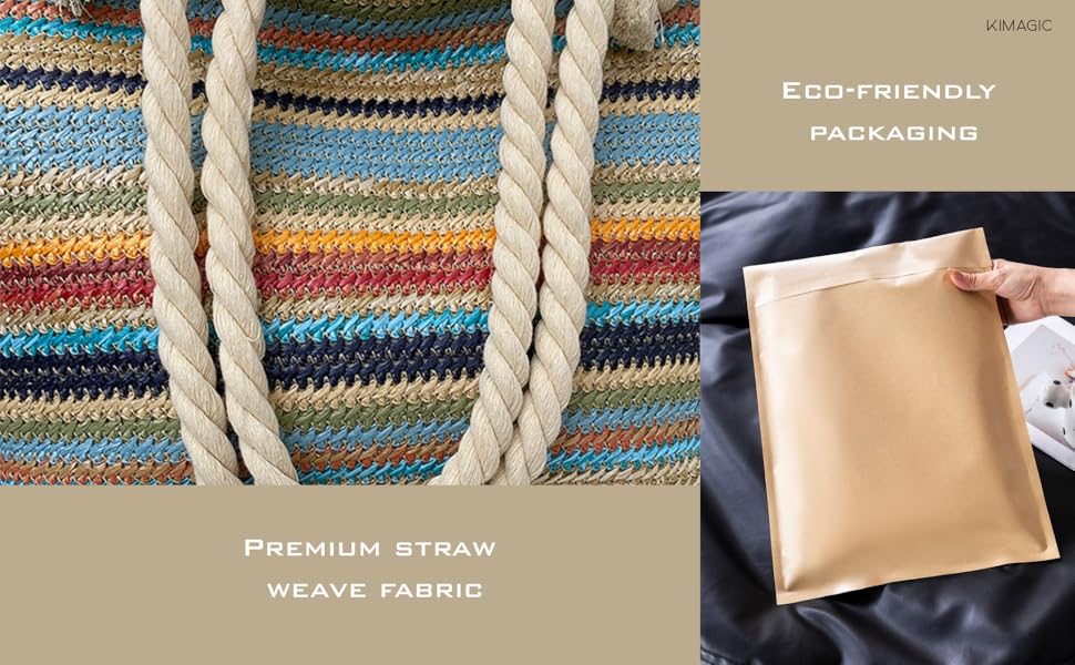 KIMAGIC Summer Rainbow Handwoven Straw Hobo Bag