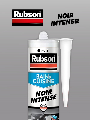 Rubson Mastic Bain & Cuisine Couleur Noir Intense, Joint silicone  multi-matériaux renforcé en antifongiques, mastic