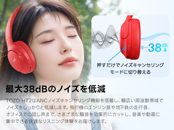 Amazon.co.jp: TOZO HT2 ワイヤレスヘッドホン Hi-Res Audio
