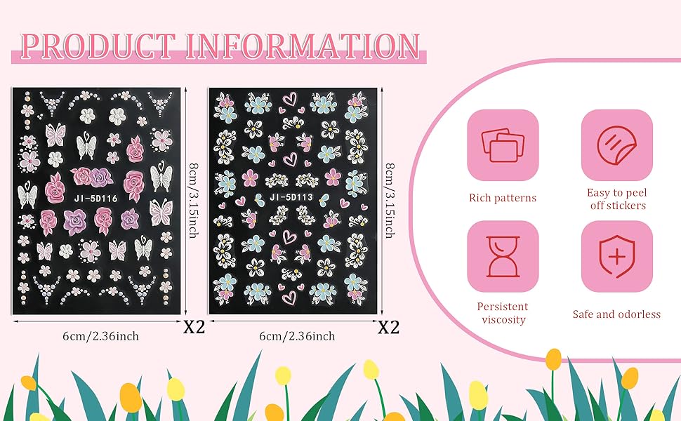 flower nail stickers