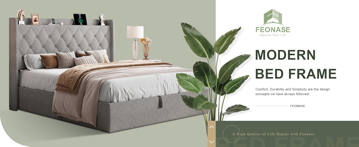 Feonase full Size Lift Up Storage Bed Frame