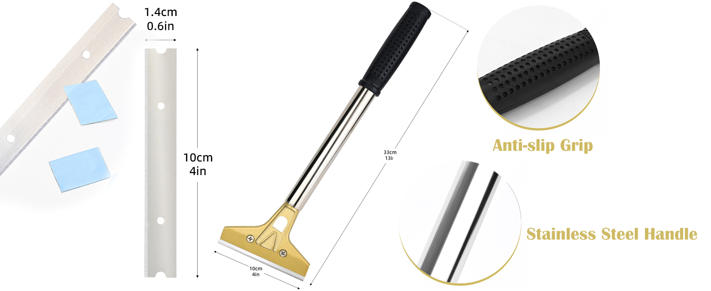 EHDIS Razor Blade Scraper, Glass Scraper Tool, 4 in Metal Floor Scraper