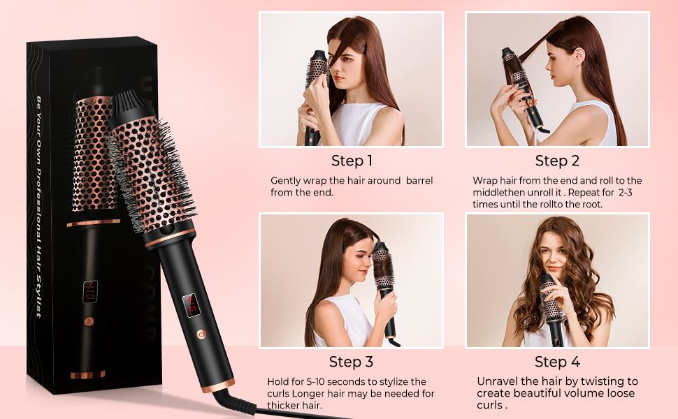 Forubar Thermal Brush, Curling Iron Brush Volumizing Brush Heated Round