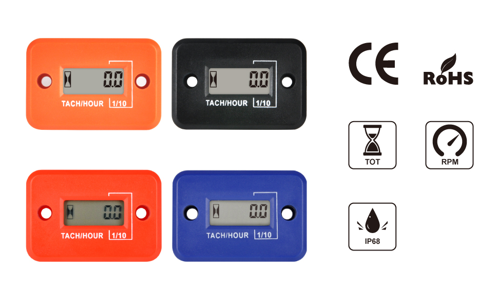 Jayron Tach Hour Meter Digital LCD Inductive Tachometer No