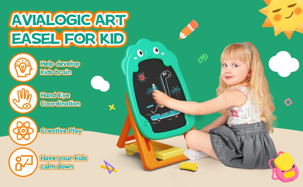 AVIALOGIC Easel for Kids Toddlers Double Sided Art Easel