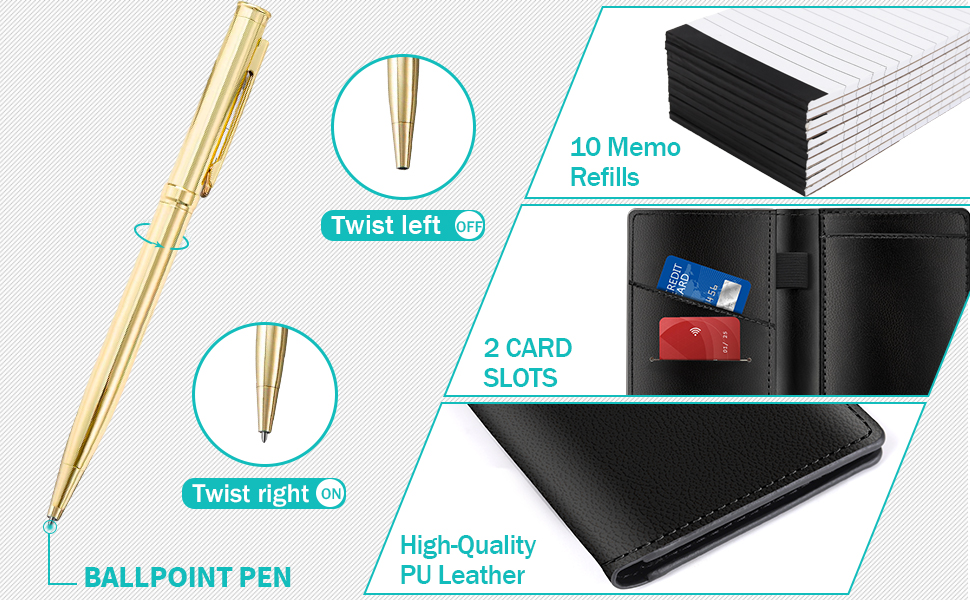 13 Pack Mini Pocket Notepad Set,Included Leather Pocket