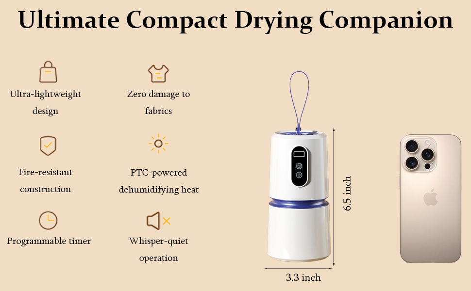 Portable Clothes Dryer with Timer, Portable Dryer with 360° Hot Air Technology & Dry Bag, Quiet Operation Mini Laundry Dryers, 30-240 Min Timer, for Travel, Apartment, RV, Dorm 20 Laundry Dryers