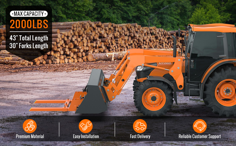 2024 New Upgraded 43" Clamp on Pallet Forks, Tractor Bucket