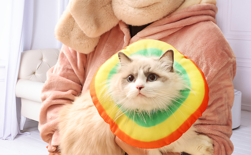 Yanmucy Cat Recovery Collar Adjustable Cat Cone Collar Soft Cat Cone After Surgery Protective