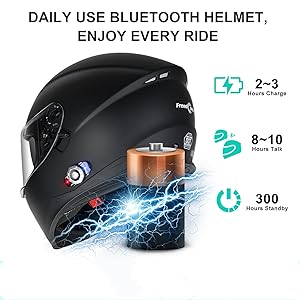 Daily Use Motorcycle Bluetooth Motorcycle Helmet 2XL Full Face Motorcycle Integrated Intercom System