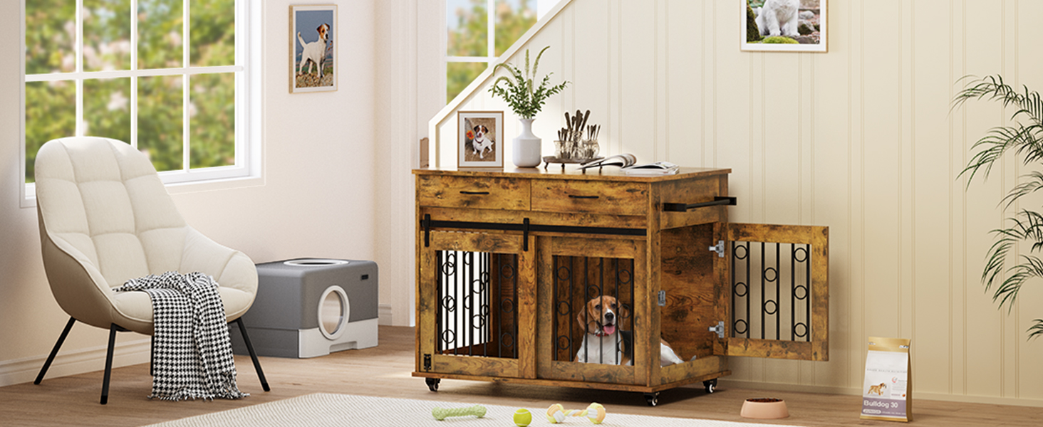 YITAHOME Dog Crate Furniture, 39 inch Wooden Indoor Dog