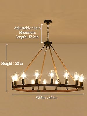 Wooden Wagon Wheel Chandelier