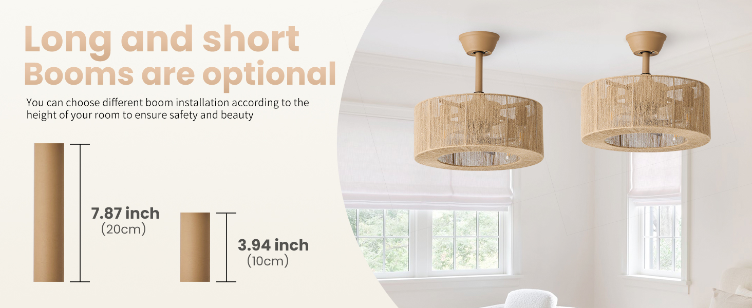 zheshirui Boho Caged Ceiling Fan with Lights, 18 Inch