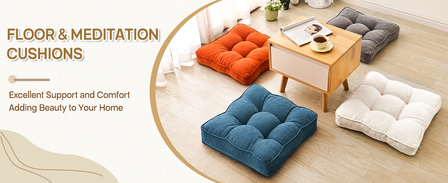 1 MIDDLE ONE square floor cushions and floor pillows for sitting and meditation
