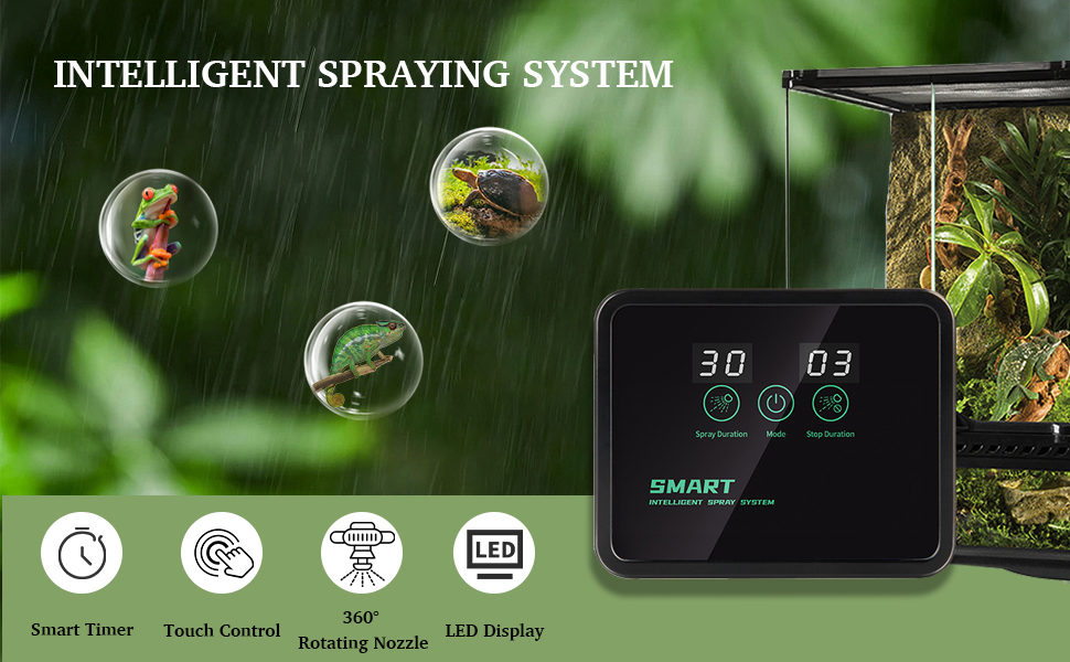 Reptile Humidifier with Timer, Automatic Misting System for Reptiles