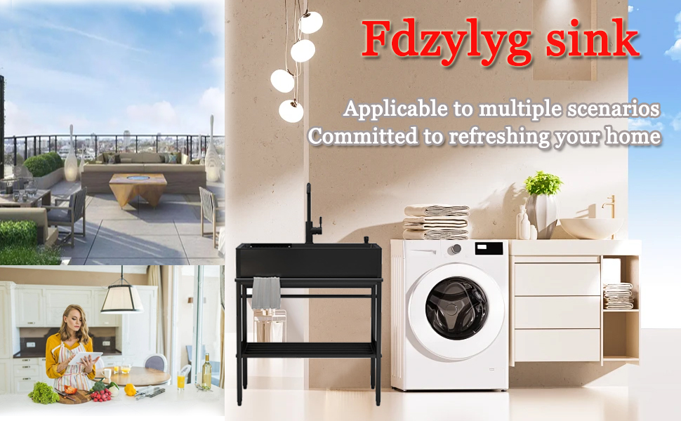 Utility Sink with Freestanding Stainless Steel