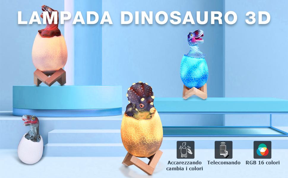 3D Dinosauro Luce Notturna LED per Bambini