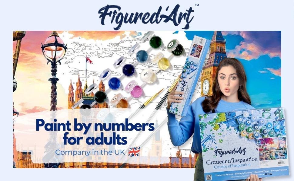 Figured'Art Paint by Numbers for Adults with Frame Lion Pop Art 40x50cm