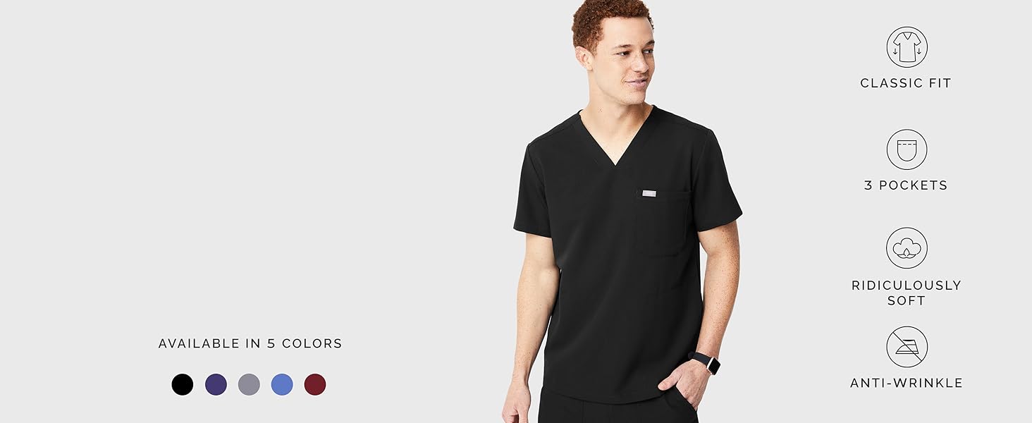 FIGS Chisec Scrub Top with classic fit, 3 pockets, ridiculously soft and anti-wrinkle