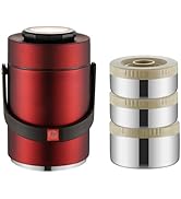 3-Tier Stackable Insulated Food Jar, 2L Portable Bento Lunch Box, 304 Stainless Steel Vacuum Insu...
