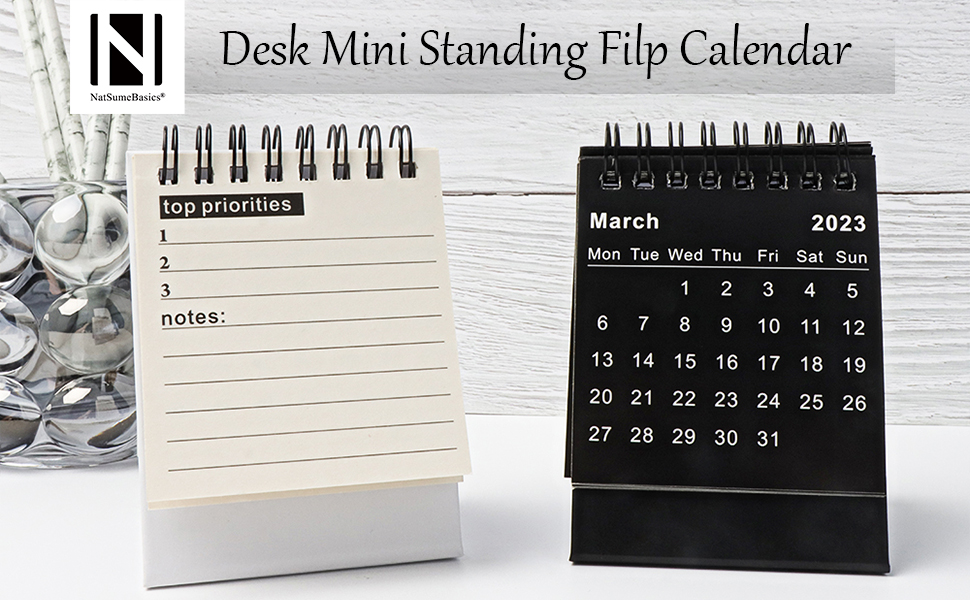 Black Desk Calendar 20222023 Mini Desktop Standing Flip Calendar Simple Design