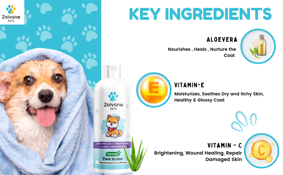 Buy ZOIVANE Dog Shampoo 200ml 4 in 1 Dog Shampoo with Conditioner