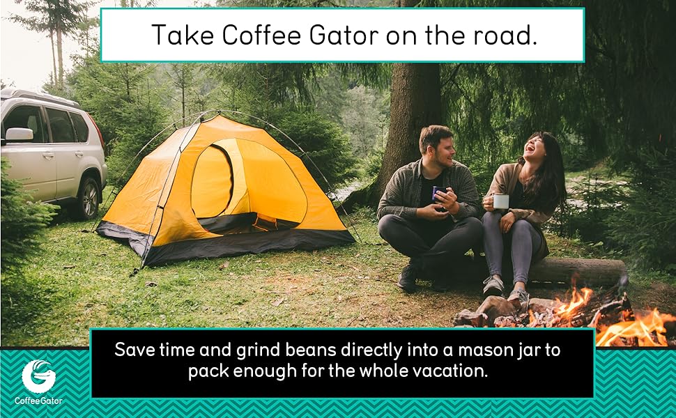 Coffee Gator Hand Coffee Bean Grinder Mill For Espresso, Adjustable Bean Settings