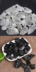 Clear quartz crystal&amp;Black tourmaline