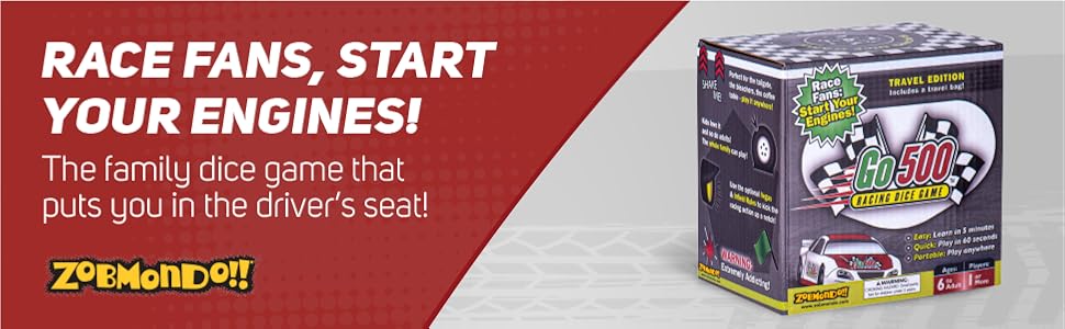 Game box Go500. Race fans, start your engines! The family dice game puts you in the driver’s seat!