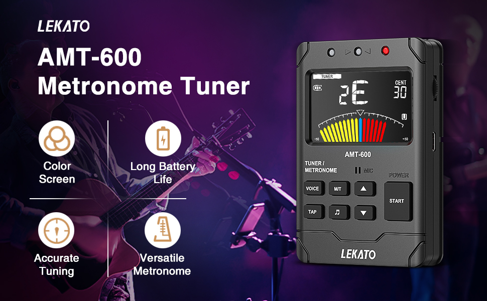 Metronome Tuner, LEKATO Rechargeable Digital 3 IN 1 Metronome Tuner for