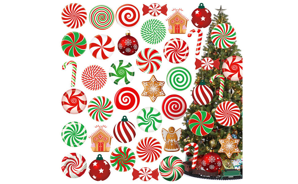 60Pcs Candy Ornaments for Christmas Tree Candy Christmas Ornaments for Tree