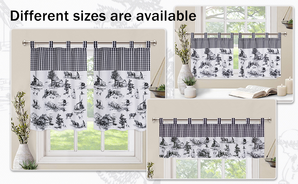 FRAMICS Farmhouse Kitchen Curtains for Windows Black and