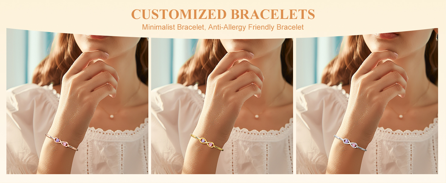 name bracelet with birthstone