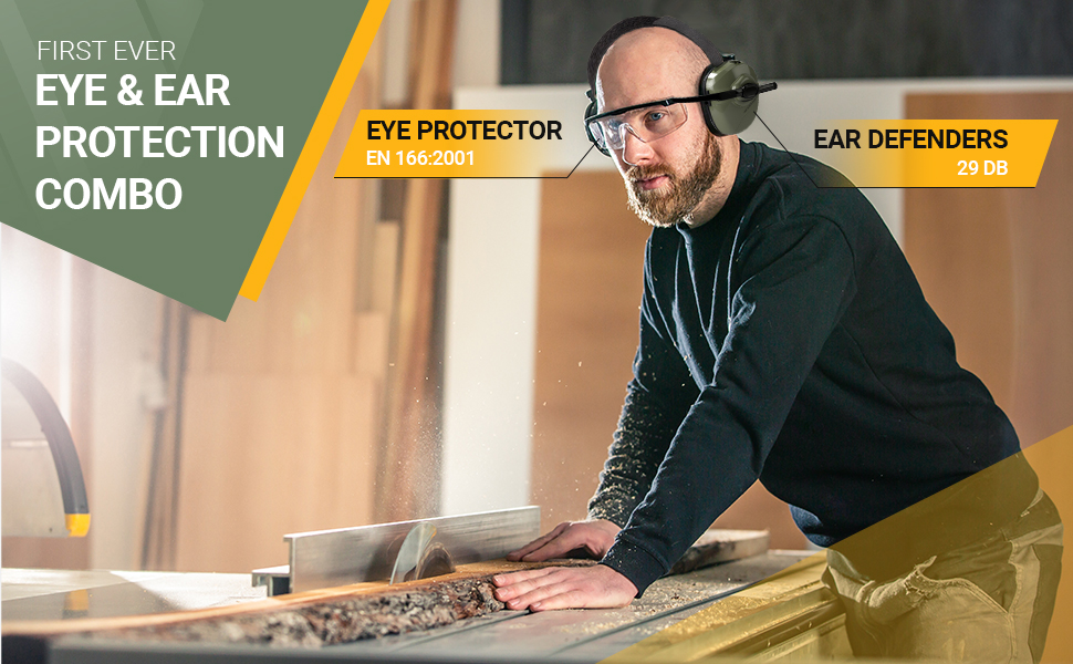 Eyesonic Ear Defenders with Safety Glasses for Adults 29 dB Ear