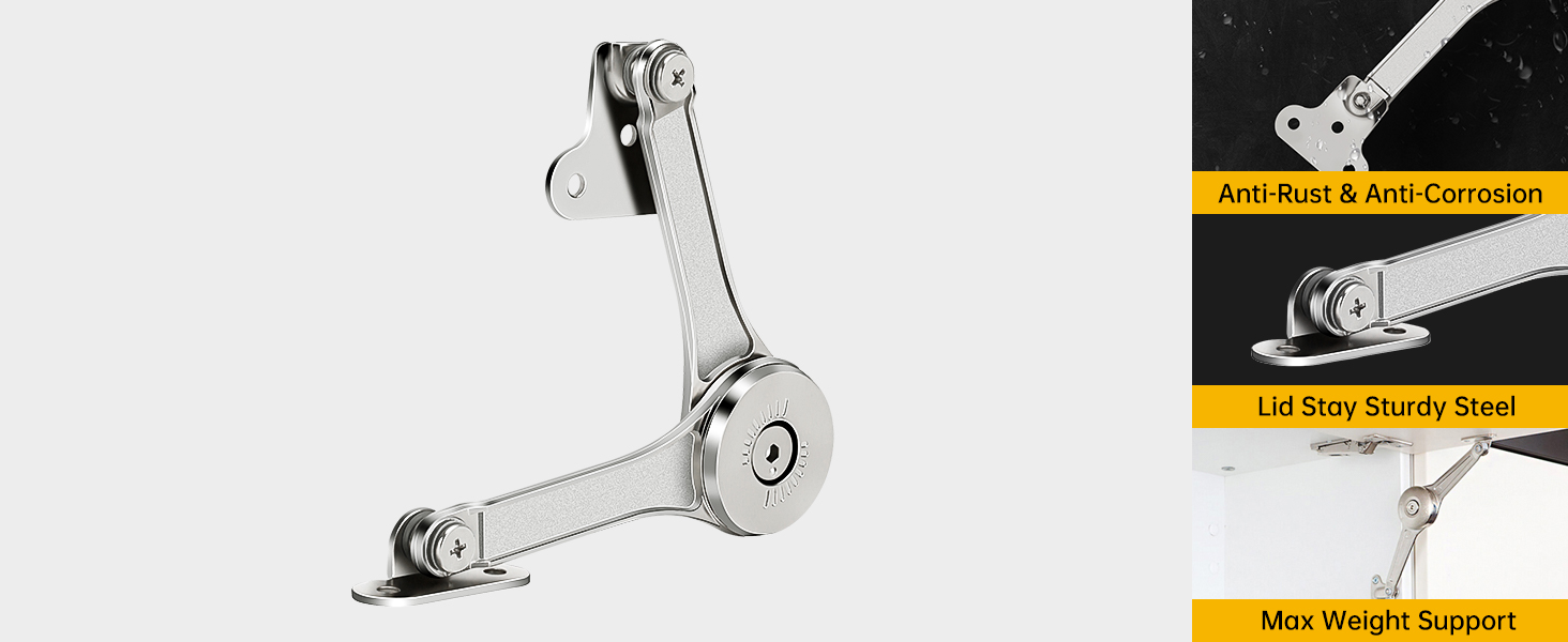 goldenwarm Heavy Duty Lid Stay Hinges,Toy Box Hinges Soft Close,Tension Adjustable Lid Support