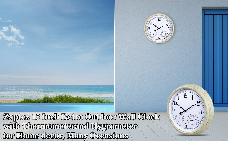 15 Inch Indoor/Outdoor Waterproof Wall Clock, Outdoor Clock