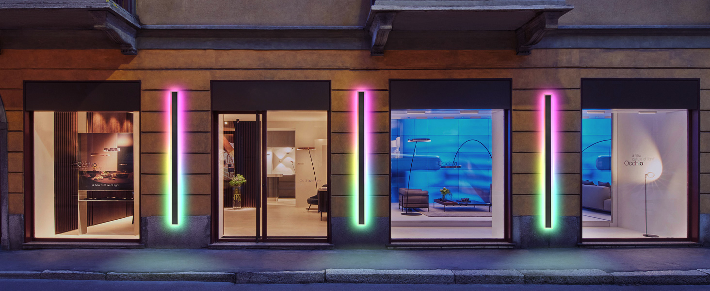 SUCICNISD 47.2In Modern Outdoor Wall Light, RGB Dimmable Outdoor Wall