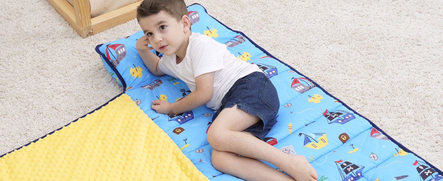 ACRABROS Toddler Nap Mat with Pillow and Blanket, Extra