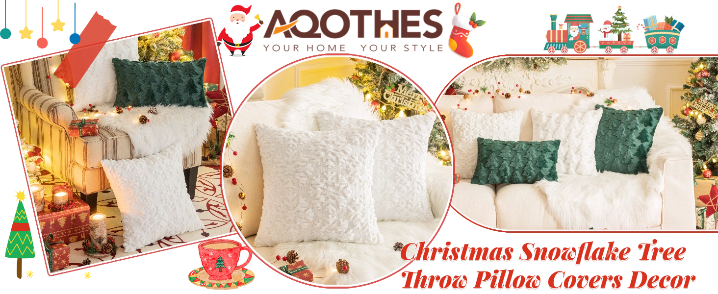 Set of 2 Christmas Elk Throw Pillow Covers 20x20 Inch, Soft Faux Fur