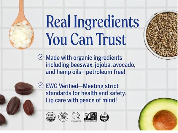 Made with organic beeswax, jojoba, avocado and hemp oils, petroleum free