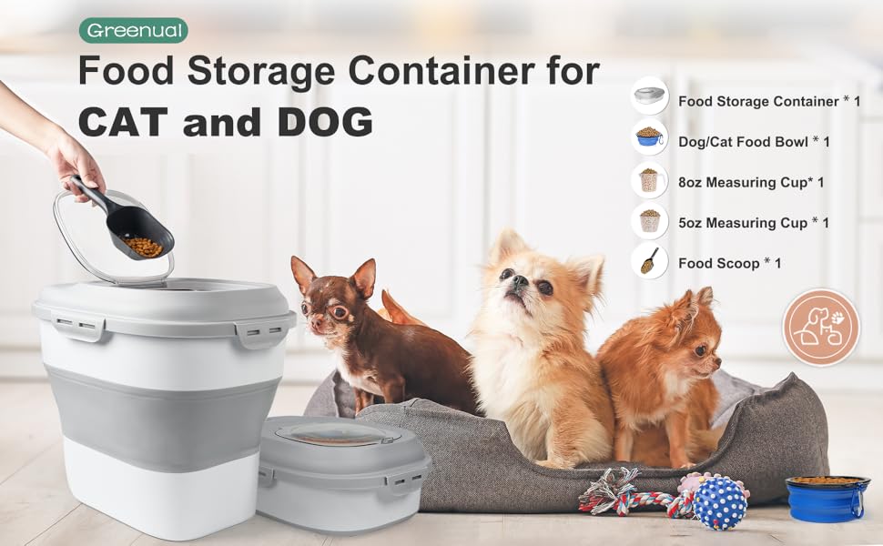 Pet Supplies Greenual Collapsible Dog Food Storage Container, 30 Lb