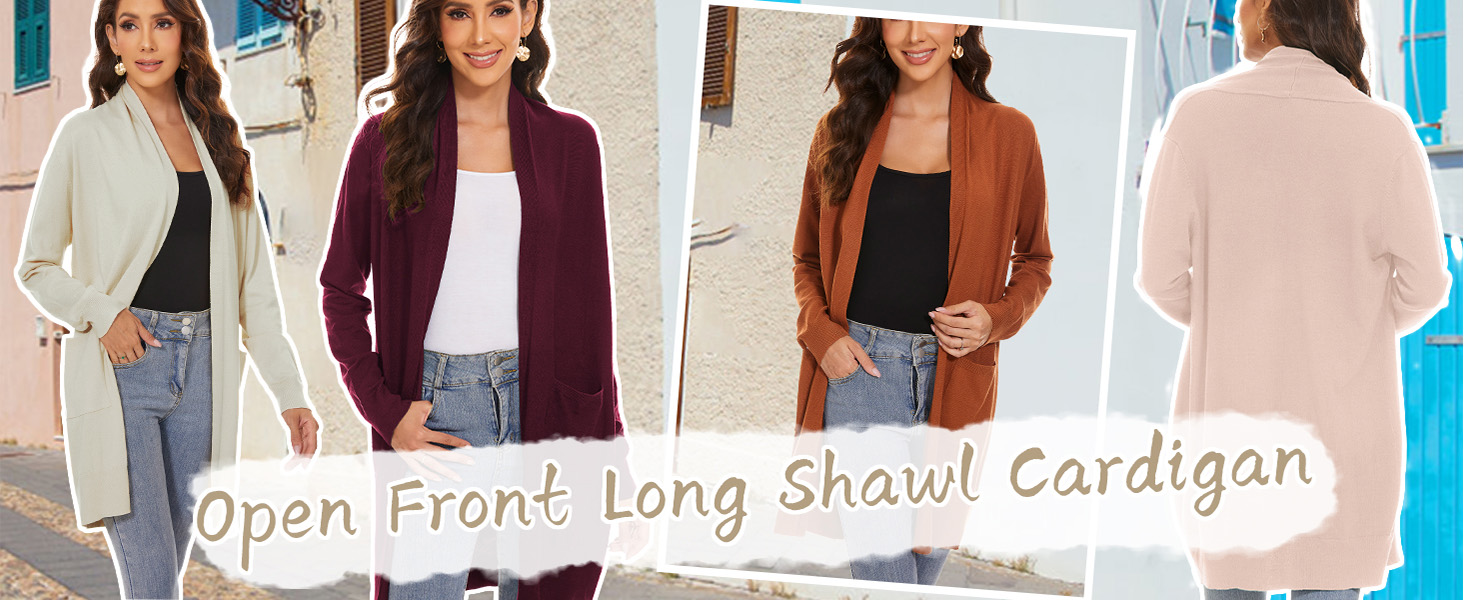 Women's Open Front Long Shawl Cardigan Sweater