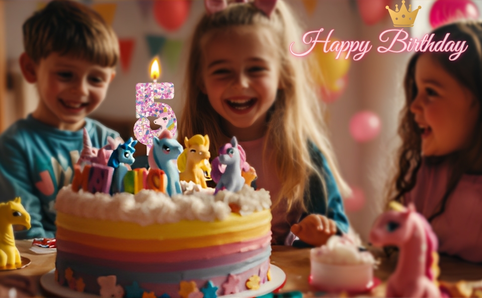 Unicorn Number Birthday Candles