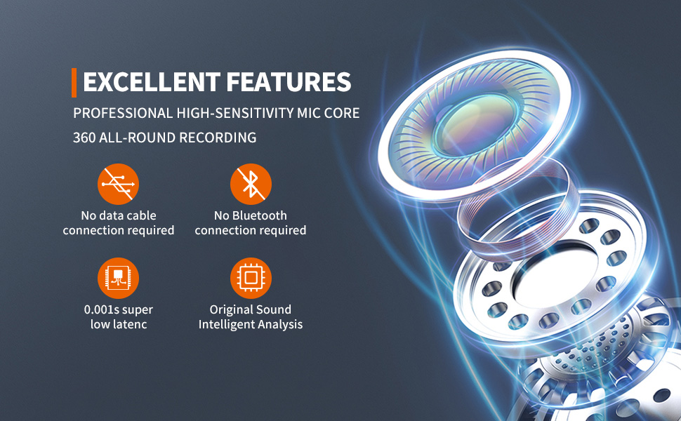 cjww Wireless Microphone for iPhone iPad with Charging Case