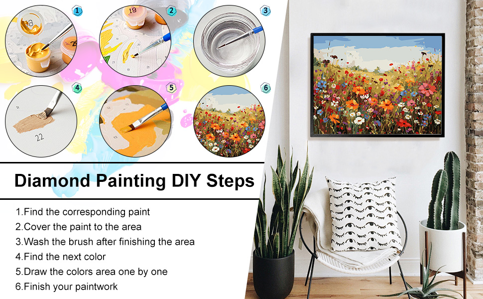 Okarina Paint by Numbers Kit for Adults Beginner Flowers