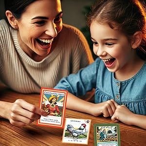 Mom and daughter having fun with cards