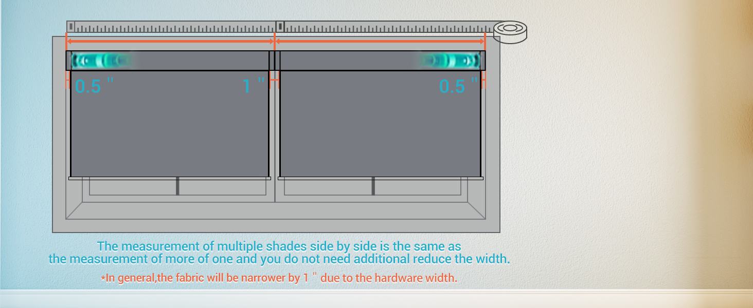Installation side by side several shade for one window motorized blackout roller shade sliding door